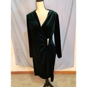 Calvin Klein dark green velvet dress